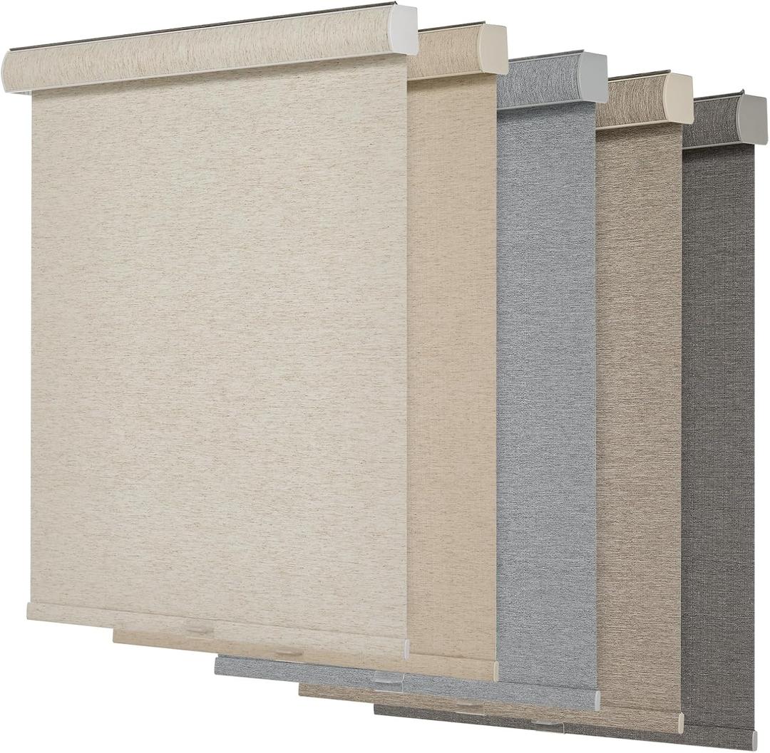 Persilux Blackout Roller Shades for Windows,Cordless,Linen Fabric,Roller Blinds for Windows,Thermal Insulated Fabric UV Protection,Window Shades for Home,Office,Bedroom,Door,Blackout-Cream, 21"W