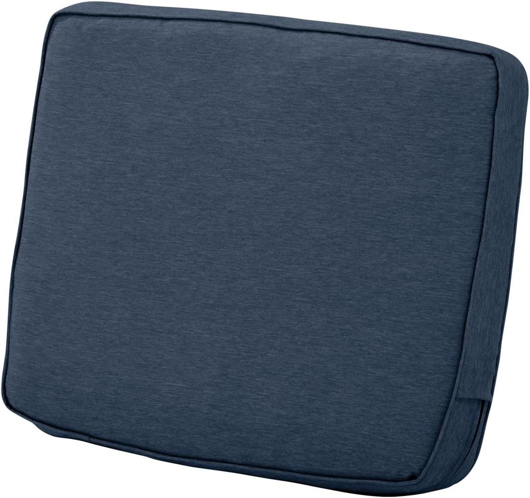 Classic Accessories Montlake Water-Resistant 23 x 20 x 4 Inch Patio Lounge Back Cushion, Heather Indigo Blue, Outdoor Loveseat Cushions