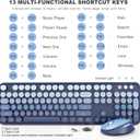 Wireless Keyboard and Mouse Combo, Ergonomic Full Size Typewriter Retro Round Keycaps Keyboard, Compatible with Windows, PC, Perfer for Home and Office Keyboards (Twilight Blue