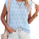 PRETTYGARDEN Crochet Tops for Women 2026 Summer Sweater Vest Knit Cap Sleeve Hollow Out Tank Coverup Spring Fashion Clothing (S)