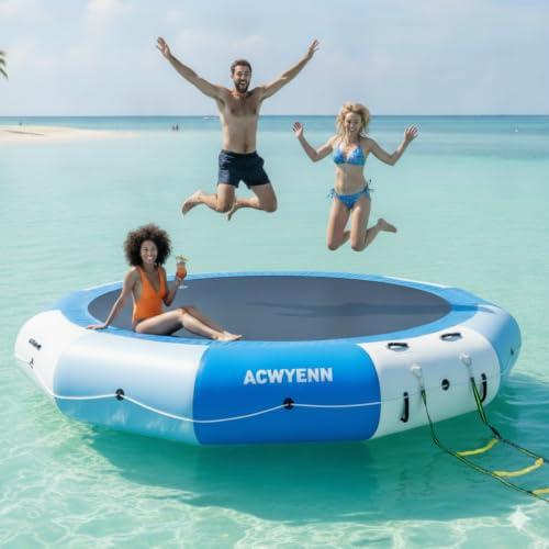 Inflatable Water Trampoline for Lake (No Pump)
Floating Water Trampoline with Rope Ladder and Mooring Ropes