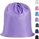 Polecasa Small Heavy Duty Laundry Bag with 130gsm Tear Resistant Fabric and Handles, Easy to Carry Durable Dirty Clothes Drawstring Bag, Perfect for College Dorm, Travel 21x24,Purple