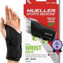 MUELLER Sports Medicine Green Fitted Wrist Brace for Men and Women, Wrist Pain Relief Support, Ideal for Carpal Tunnel, Tendonitis, Arthritis, Style: Left, Black (Small/Medium (Pack of 1))