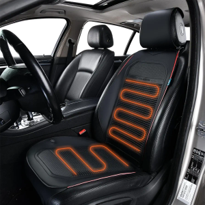 FLORICH Winter Car Seat Cushion Leather Seat Covers for Full Back and Seat Universal for Car Truck SUV Driver & Passenger Seat, Black&Red