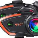 Motorcycle Helmet Bluetooth Headset 500meters 2 Riders Bluetooth Helmet Intercom Headset with CVC Noise Sound Quality Speakers Communication Systems Motorcycle Riding/Snowmobile/Cycling/Sports(（2PC）