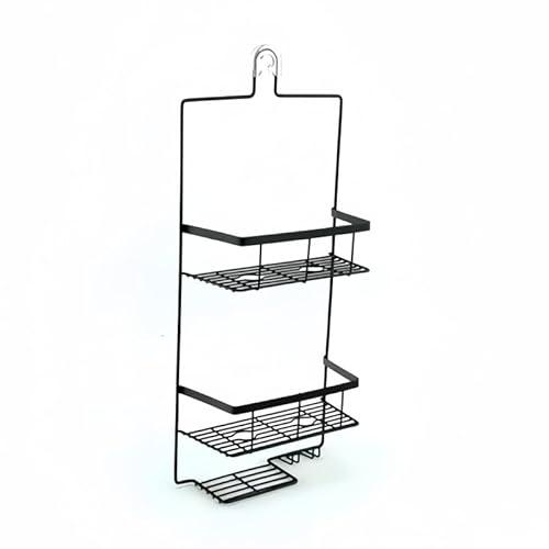 Hanging Shower Caddy, Matte Black, Metal, 2-Shelf with Soap Tray and Hooks, Rust-Resistant, over Showerhead