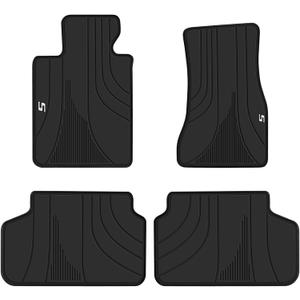 Car Floor Mats Custom Fit for BMW 5 Series G30/G31 2017-2023 Black White Rubber Auto Liner Mats All Weather Protection Heavy Duty Odorless