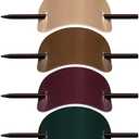 3 Pieces Oval Faux Leather Hair Barrettes with Wooden Sticks, Handmade Slide Barrettes Hair Accessories for Women and Girls