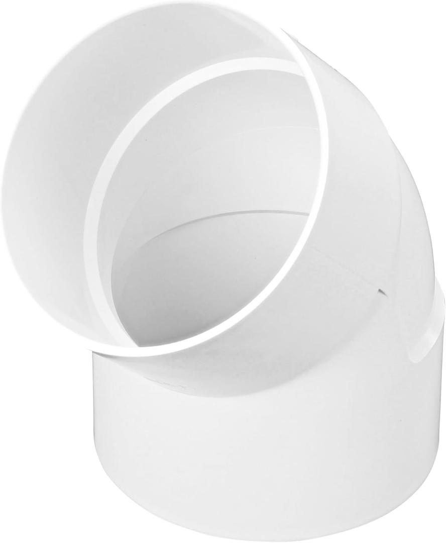 NDS 6P03 PVC 45-Degree Elbow, 6-Inch, for Hub X Hub Solvent-Weld Connections, for Use with 6-Inch Sewer and Drain Pipe, White