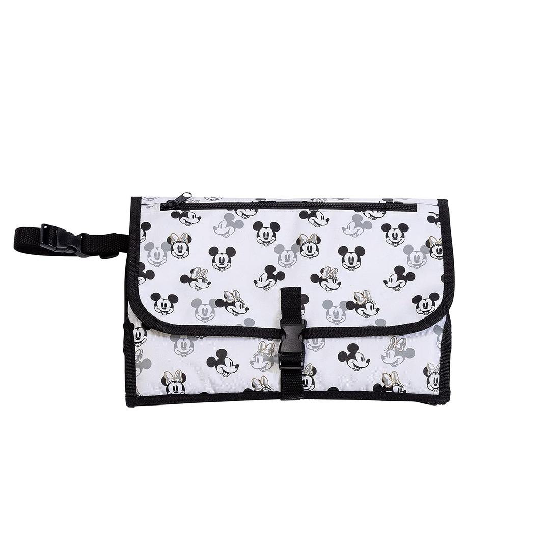 Disney Baby by J.L. Childress Portable Diaper Changing Station for Baby - Travel Diaper Changing Pad for Newborn, Essentials for Moms, Kit with Wipes Case & Storage Pockets - Mickey & Minnie Mouse