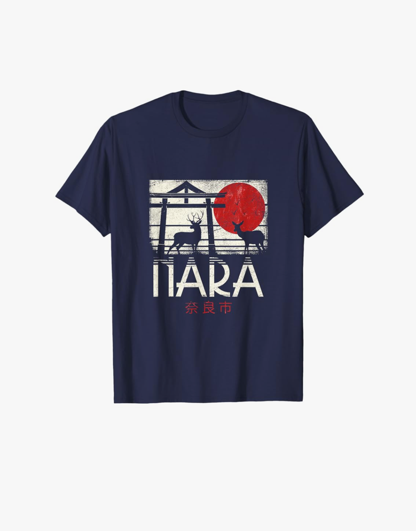 Japanese Sika Deer Nihon Nippon Torii Retro Nara Japan T-Shirt M