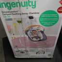 Ingenuity SimpleComfort Compact Baby Swing, Rotating Seat Swings in 3 Directions, 6 Speeds, 8 Melodies & 3 Nature Sounds, Ages 0-9 Months, Up to 20 Pounds - Chambray