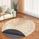 Non-Slip Rug Pads,Round 5 Ft Waterproof Extra Large Area Rugs Non Skid Rug Pad for All Floors and Finishes Durable Hardwood Floor Protective Felt Keeps Rugs in Place, Safe and Secure