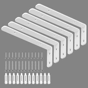 LSK 6PCS L Bracket, 5"2"(12550mm) Shelf Support Bracket Max Load : 42lb, White