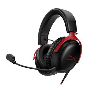 HyperX Cloud III Wired Gaming Headset, PC, PS5, Xbox Series X|S, Angled 53mm Drivers, DTS Spatial Audio, Memory Foam, Durable Frame, Ultra-Clear 10mm Mic, USB-C, USB-A, 3.5mm Black/Red