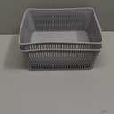 Simplify 2Pk Large Slide 2 Stack It Tote Basket | Storage & Organization | Open Bins with Stackable Capability | Bathroom | Crafts | Pantry | Playroom | Office | Grey, 9"×11"
