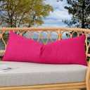 Kevin Textile Outdoor Waterproof Long Lumbar Pillow Cover 14x36 Inch Pack of 1 Checkered Decorative Rectangle Cushion Throw Pillowcases Shell for Patio Tent Garden Couch Bed Sofa Hot Pink
