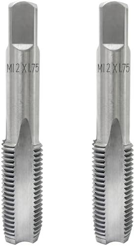 2Pcs M12x1.75 Tap, M12 1.75mm Metric Right Hand Thread Tap, M12 X 1.75mm High-Speed Steel Thread Milling Tap Suitable for Various Metals, M12 Tap Diameter 12mm, Pitch 1.75mm