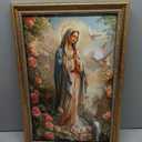 FGQ Vintage Gold Framed Blessed Mother Art Canvas Wall Art Virgin Mary Among Roses Painting Artwork Catholic Prints Our Lady of Guadalupe Portrait Poster Christian Gifts Religious Picture 16x24inch