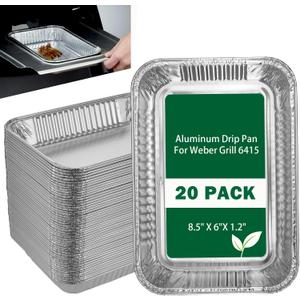 Grill Drip Pans Compatible Weber 6415-20 Pack Grill Accessories for Weber Spirit, Genesis, Traveler, Q Series, Disposable Aluminum Foil Pans Grease Tray Liners 8.5" X 6" Grill Drip Pans Compatible Weber 6415-20 Pack Grill Accessories for Weber Spirit, Genesis, Traveler, Q Series, Disposable Aluminum Foil Pans Grease Tray Liners 8.5" X 6"