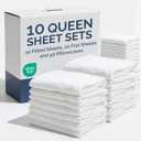 Bulk Case Pack of 10 Sheet Sets - Complete 6 Piece Sheet Sets - Bulk Queen Bedding - Wholesale Case Pack for Hotels, Spa & Airbnbs - Deep Pocket & Wrinkle Free - Cooling & Breathable - Queen, White