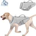 SlowTon Dog Cooling Vest with Handle - Pocket for Ice Pack, UV Protection Breathable Cooling Shirt for Large Medium Small Dog, Adjustable Cooling Jacket for Outdoor Hiking Walking Summer (GY, L) (Large (chest: 24.4-31.1"), Grey)