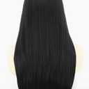 Topcosplay Women Wig Black Long Straight Middle Part Cosplay Halloween Costume Hair Wigs, Black