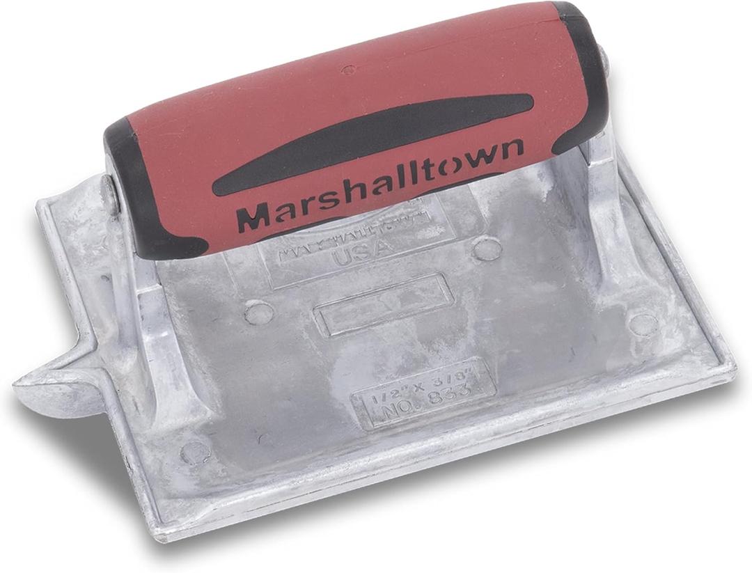 MARSHALLTOWN Heavy-Duty Zinc Hand Groover, 6 x 4 3/8 inch, DuraSoft Handle, Concrete, Made in the USA, 833D (1/2x2/5x1/4 Inch)