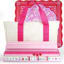 American Mahjong Game Set, Portable Carrying Bag,Acrylic 160 Tiles, Western Mahjong Tiles Set,Complete Ma Jong Set (Pink)