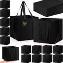 Windyun 50 Pcs Square Paper Gift Bags with Handle 8 x 8 x 8'' Favor Bag with DIY Thank You Tag for Wedding Bridal Shower Bridesmaid Graduation Birthday Party (Black)