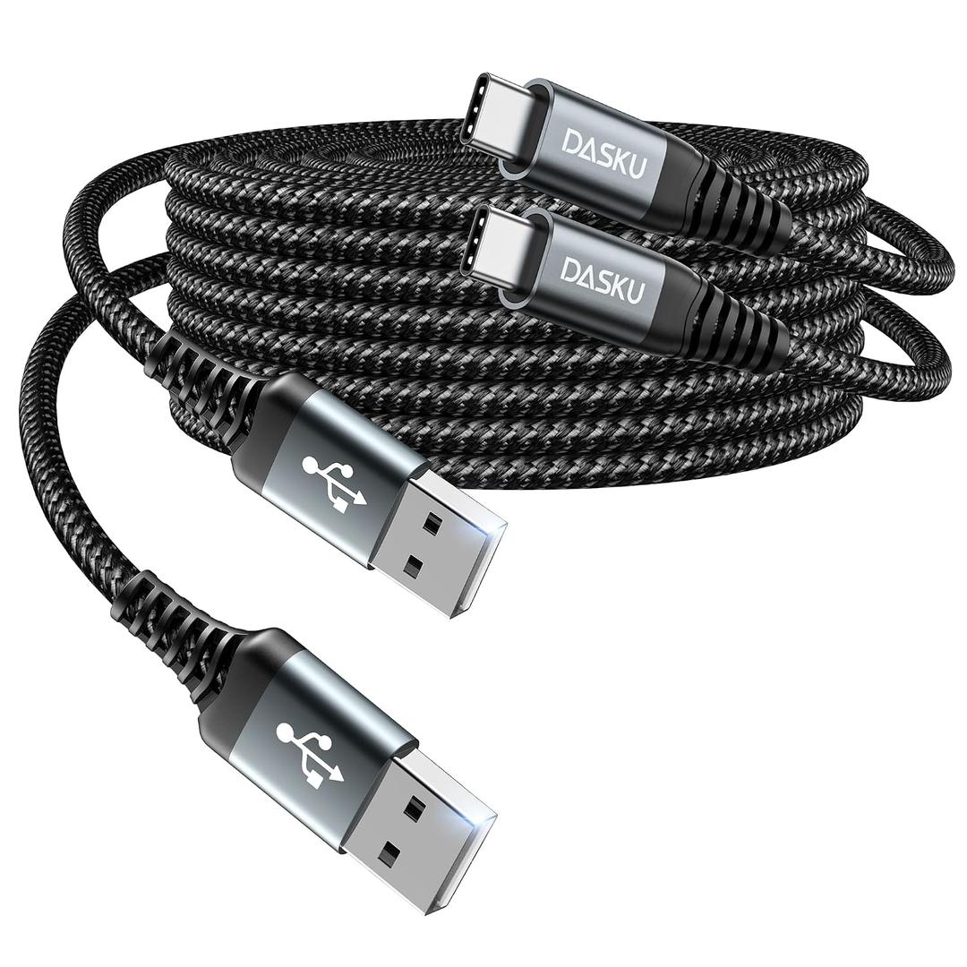 USB A to USB C Cable [2 Pack 3FT], USB C Cable Fast Charging, Upgraded Extra Durable Braided USB to USB C Charger Cord Compatible with iPhone 17 16 15 Pro Max,Samsung Galaxy S10, LG and More-Black