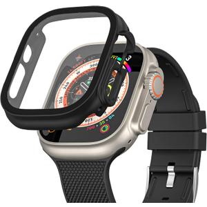 WITHit Protective Glass Cover with Integrated Bumper (Black, Ultra/Ultra 2 (38mm)