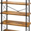 HCHQHS Bookshelf, 5-Tier Industrial Bookcase, Rustic Open Book Shelf, Freestanding Tall Bookshelves with Metal Frame