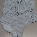 ZAFUL Tankini Swimsuits for Women Smocked Ruffles Tie Front Bowknot Textured High Cut Tanga Tankini Set (Medium, Re-light Blue)