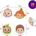 CoComelon Playtime Rings | 24 Cupcake Toppers Featuring JJ, YoYo & TomTom | DecoPac CoComelon Cake Decorations, Food Safe & Ready To Use - 24 Pack