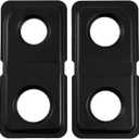 Atgestore WB34K10010 Left WB34K10009 Right Drip Pans Replacement for GE Gas Range Parts 16.7x8 IN Stainless Steel Double Drip Pans for GE Hotpoint Stove Parts Cooktop Burner Drip Pans Black, 2 Pcs