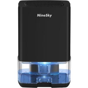 NineSky Dehumidifier for Home, 35oz Water Tank (300 sq.ft), Small Dehumidifiers for Bathroom, Bedroom, Basement with 7 Colorful Lights, Auto Shut Off, Black