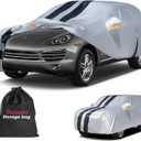 Multi-Layer Car Cover Custom Fit for Porsche Cayenne(2010-2026), 100% Waterproof All Weather for Automobiles, Gift with Towel, Heavy Duty Car Covers for Rain Sun UV Protection with Door Zipper