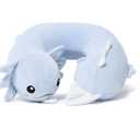 Niuniu Daddy Blue Axolotl Kids Travel Pillow Road Trip Essentials for 3-8 Y/O, Soft Memory Foam Kids Neck Pillow for Airplane Car Travel Portable Cervical Pillow with Boys Girls for Long Trip