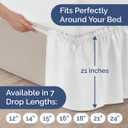 Wrap Around Dust Ruffle Bed Skirt - White - for Full Size Beds with 21 Inch Drop - Easy Fit Elastic Strap - Adjustable Pleated Bedskirt w/Brushed Fabric - Wrinkle Free - for Women, Men, Kids & Teens
