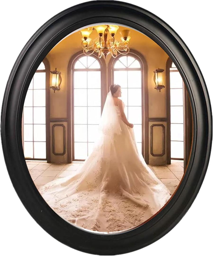 Oval Picture Frames,Oval Wood Picture Frame Wooden Wall Hanging Picture Frames for Home Office Wall Dcor(Black,10 inch)