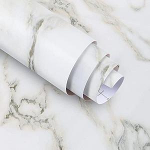 Pack of 2 Ekmxmax White Marble Peel and Stick Wallpaper Granite Countertop Contact Paper 16"×118", White with Green Textured Self Adhesive Waterproof Glossy Removable PVC for Renter Furniture Cabinet Table