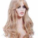Blonde Wig for Women Long Strawberry Blonde Wavy Wigs with Bangs Mix Platinum blonde Layered Synthetic Fluffy Wig Halloween,Costume,Cosplay,Daily Use
