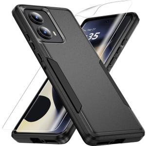 For Motorola Edge 2024 Case, with HD Screen Protector [Military Grade Drop Tested] Heavy-Duty Tough Rugged Shockproof Protective Case for Moto Edge 2024, Black