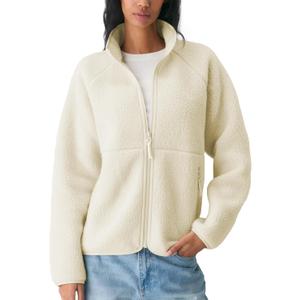 Hixiaohe Womens Fuzzy Fleece Jacket Fall Winter Warm Long Sleeve Sherpa Coats Casual Full Zip Up Outerwear with Pockets (Medium, Beige)