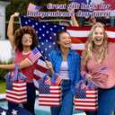 50 Pcs American Flag Gift Bag Bulk 4th of July Patriotic Reusable Tote Bags with Handle Stars and Stripes Print Non Woven Candy Bags for Independence Day Birthday Party Family Holiday Travel