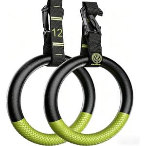 QUOLIX Gymnastic Rings with Adjustable Straps, Non-Slip Pull Up Rings with Straps, 1300lbs Exercise Rings with Straps for Home, Gymnastics Rings for Home Gym, Workout, Exercise, Training, Calisthenic