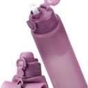 TakeToday Collapsible Water Bottles 32oz, Foldable Travel Bottle, TSA-Approved Leakproof Newly Silicone Water Bottle for Hiking, Travel, Outdoors, Purple