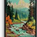 Pack Of 15 Arkansas State Scenery Poster Art Print, Retro States Landscape Wall art Decor, Adventure Mountain and Scenery Painting for Bedroom, Living Room 42 (Arkansas, 8 x 10 inches, Unframed)