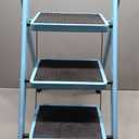3 Step Ladder, Folding Step Stool for Adults, Lightweight Aluminum Step Ladder, Portable 330 LBS Capacity Ladders for Home Kitchen Library Office, Small Step Stools with Anti-Slip Wide Pedals, Blue